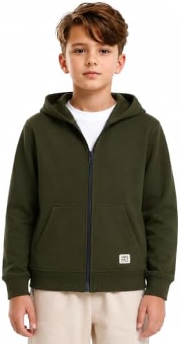 Alan Jones Clothing Boys Hooded Sweatshirt | Full Zip Closure | Full Sleeves | Kangaroo Pocket | Regular Fit | Winter Jacket for Boys | Age 5-16 Years