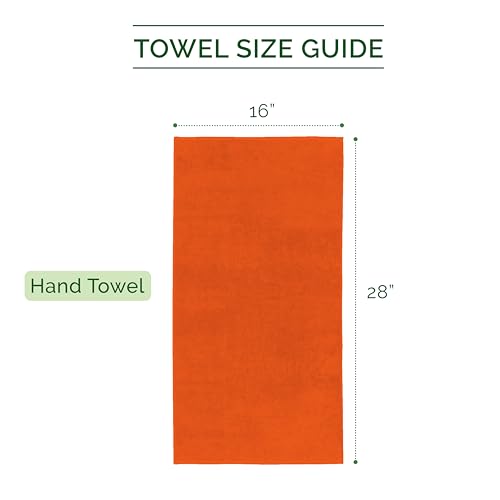 Image of Elegant Comfort 100% Turkish Cotton 4 Lines Viscose Stripe Luxury 4 Pack Hand Towel Set - Ultra Absorbent and Soft 16 x 28 Inch Premium Hotel Spa Quality Towels for Everyday Bath Use, Orange