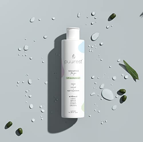 Foto von Puurest shampoo ohne sulfate parabene und silikone - sulfate free, ohne alkohol, salz, duftstoffe - natürliches & vegan, parfümfrei - mit Eukalyptusöl - 250ml