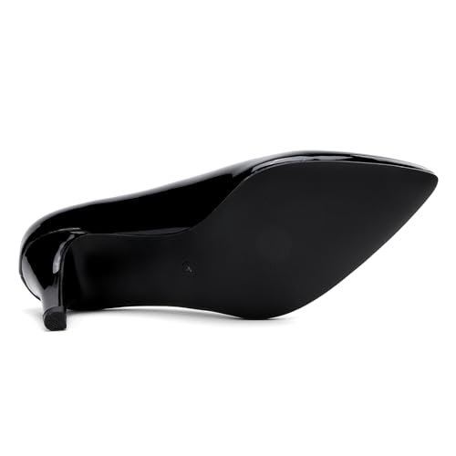Women's 3 in Closed Pointed Toe Heels Pumps Comfortable Classic Dress Shoes for Women(Black Patent 6.5) - image 7