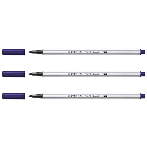 STABILO Pen 68 brush bleu de Prusse feutre pointe souple pour lettrage facile