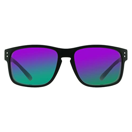 Piranha Xander Matte Black Frame Classic Sunglasses with Blue Mirror Lens2