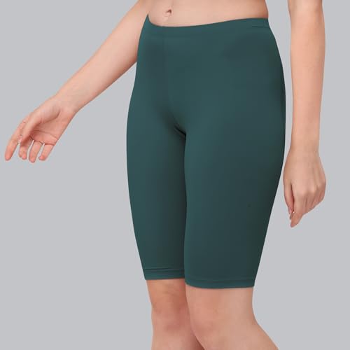 Image of SOIE Women's Mid Rise Soft Polyamide Spandex Knee Length Cycling Shorts