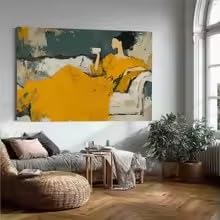 DIHANSM Abstraktes modernes Leinwandbild mit Figuren, Wanddekoration für Wohnzimmer (55 x 110 cm/ungerahmt)