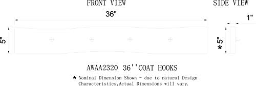 Alaterre Furniture Alpine Natural Live Edge Wood 36" Coat Hooks #TOP3