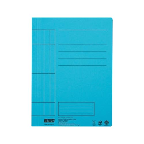 BIGO Dokumentenmappe TINCTA, 270 g/m² Recyclingkarton, Säurefrei, A4, 10 Stück, Blau, 320 × 240 mm – Ideal für Schule, Büro, Archiv & Home-Office