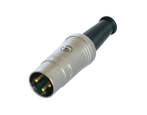 3 pin Din Plug Nickel Finish Gold Contacts with Rubber Boot