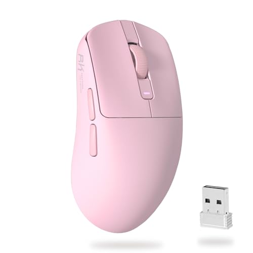 RK ROYAL KLUDGE RK M30 Wireless Gaming Mouse, 24000 DPI, 43g Ultra-Lightweight, PAW3311 Sensor, 2.4G/Bluetooth/USB-C Rechargeable Wireless Mouse with 5 Programmable Buttons for PC/Mac, Pink