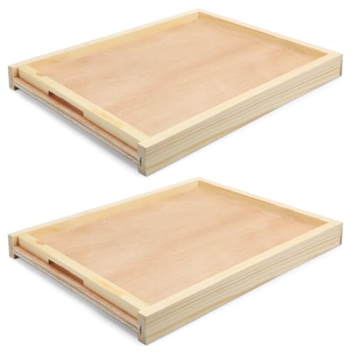 Colingmill 2 Set 10 Frame Beehive Bottom Board with Entrance Reducer Beehive Screened Bottom Base Wood Entrance Board for Beekeeping Wood Color