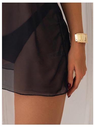 Verdusa Women's Skull Hand Print Beach Cover Ups Swimsuit Vintage Short Sleeve Crew Neck Mini Dress3