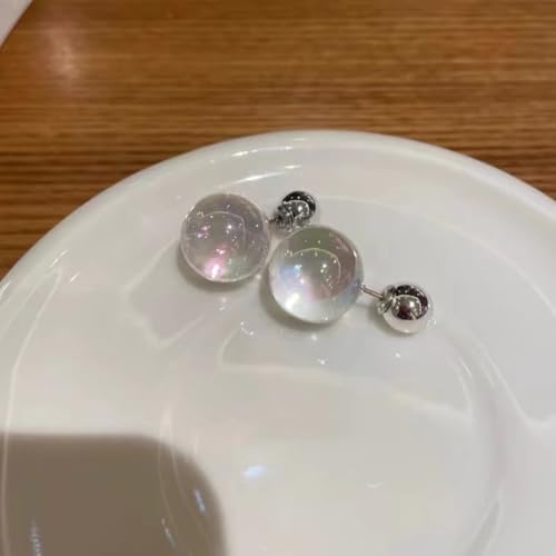 Dreamy Colorful Glass Ball Stud Earrings, Transparent Glass Bubble Earring Versatile Fashionable Earring Jewelry for Woman2