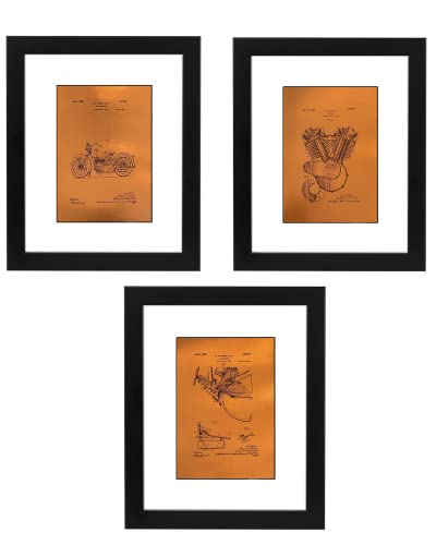Vintage Harley Davidson US Patent Copper Foil Print 8.5 X11 | Harley Wall art | Harley Davidson Posters For Wall | Motorcycle Pictures Wall Art