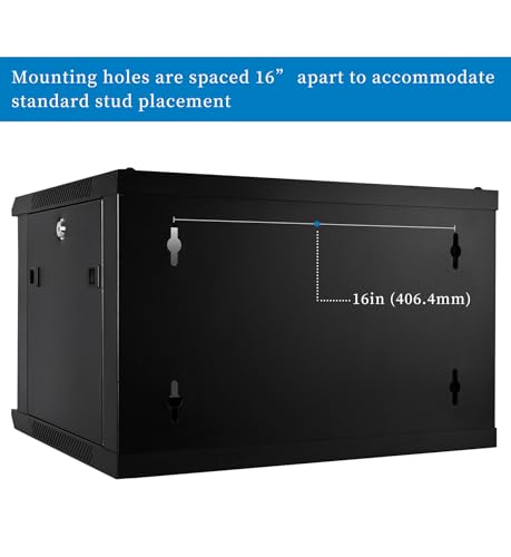 Image of RackPath 6U Wall Mount Network Rack Cabinet - Quiet Cooling Fan, Locking Glass Door, 17.7 inch Deep (450mm), Removable Locking Side Panels, Fits 19 inch IT & A /V Equipment
