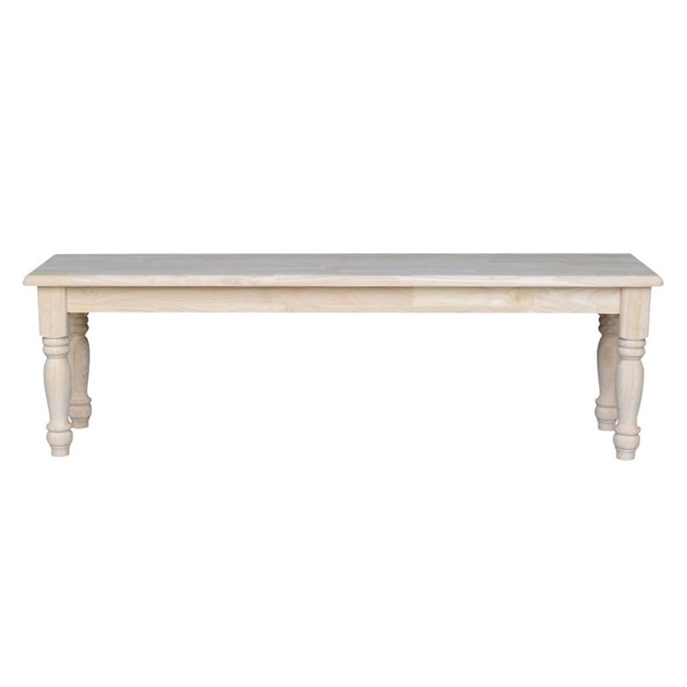 IC International Concepts, Farmhouse Bench, Solid Wood, Real Parawood, 14" W x 60" D x 18" H, 450 lbs wt. Capacity, Easy Assembly, DIY, Paint or Stain Your Way, Unfinished