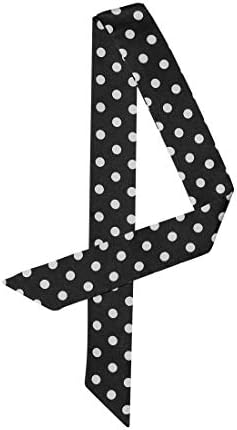 Allegra K 50s Skinny Silky Scarf Polka Dots Waistband Long Narrow Neckscarf Bag Handle Accessory