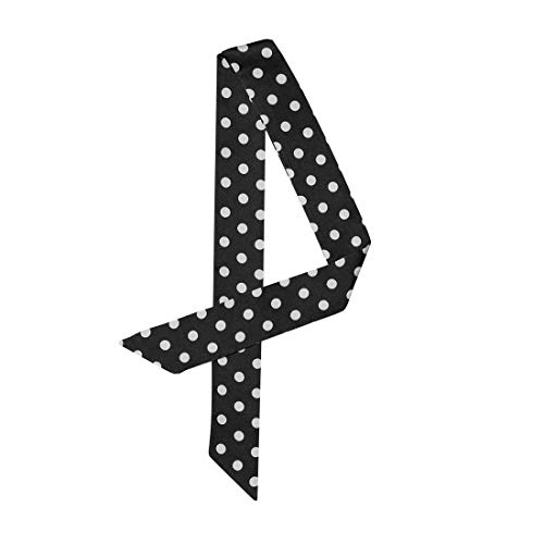 Allegra K 50s Skinny Silky Scarf Polka Dots Waistband Long Narrow Neckscarf Bag Handle Accessory