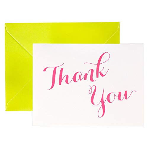 Cartes de remerciement rose et jaune fluo pour anniversaires et fêtes