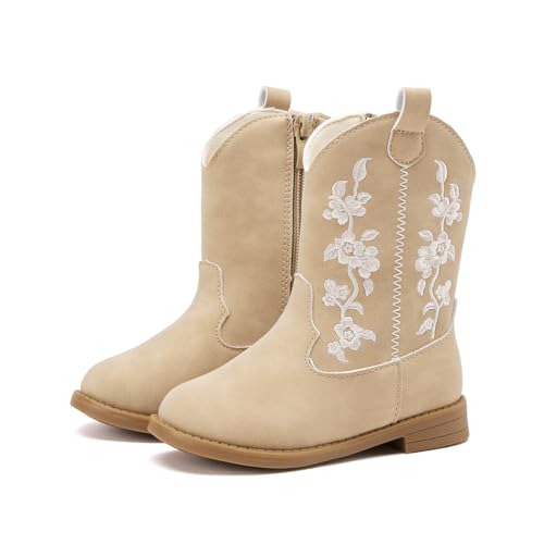 Image of BMCiTYBM Toddler Girls Cowgirl Boots Little Kids Mid Calf Western Cowboy Pointed Toe Riding Shoes Tassels Glitter