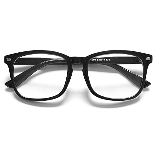 Lanomi Stylish Rectangle Reading Glasses 1.0 1.25 1.5 1.75 2.0 2.5 2.75 3.0 3.5 Womens Men Blue Light Blocking Computer Glasses Lightweight Reader Eyeglasses Bright Black Frame Reading Glasses 0