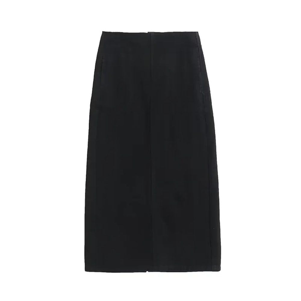 SWEPER Falda Corta De Mujer - Falda Vaquera con Abertura para Mujer, Falda hasta El Tobillo con Cremallera Sencilla Y Cintura Alta