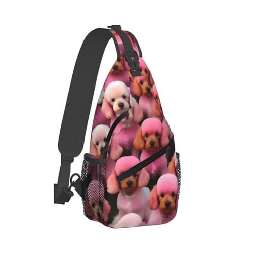 Morrales sling estampado perros rosa para viaje y senderismo miniatura 2