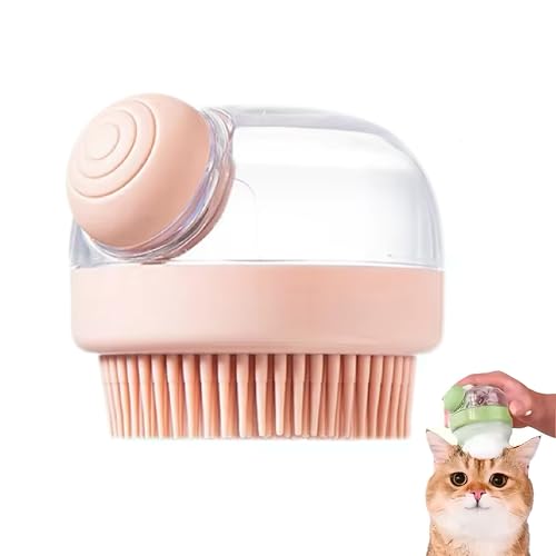 ZEXI Spazzola Per Lavare i Cani e i Gatti, Spazzola Shampoo per il Bagno in Silicone Morbido, Accessorio per Massaggio e Cura di Animali Domestici, Cani Pelo Lungo e Cani Pelo Corto (1, Rosa)