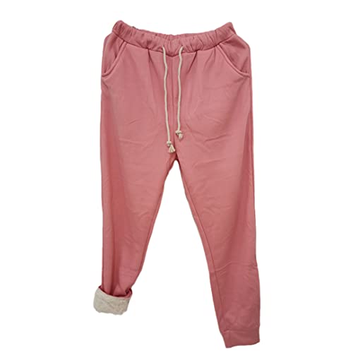Pantalon de sport épais d'hiver femme sarouel décontracté rose taille S avec cordon