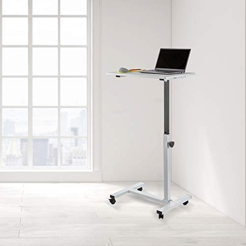 Seville Classics SolidTop Height Adjustable Mobile Laptop Computer Desk Cart Ergonomic Home