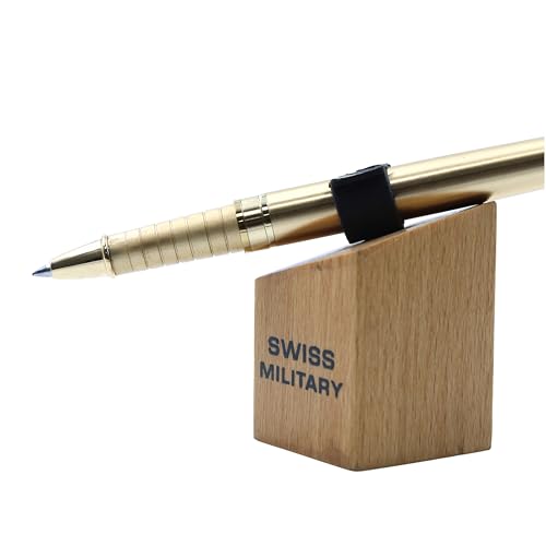 Image of SWISS MILITARY INNOVA Smooth Writing Metal Body Roller Pen with 0.7mm NSTC Blue Poly Jotter Refill, 2000-2200m Writing Length, Best Gift Men & Women, Professional, Executive Office- Body Gold