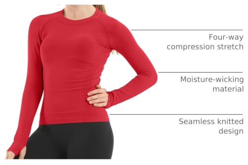 Image of MathCat Seamless Workout Shirts for Women Long Sleeve Yoga Tops Sports Running Shirt Breathable Athletic Top Slim Fit XS-XL