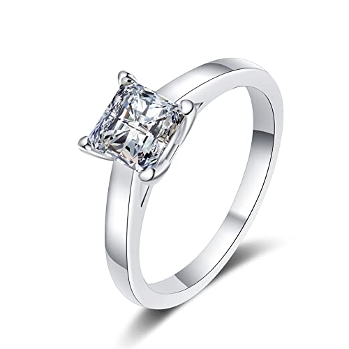 Bague moissanite 1ct KnSam argent solitaire carré pour mariage femme