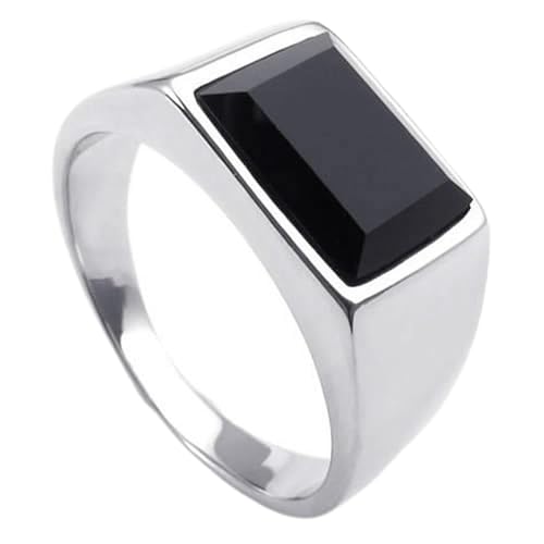 Bague biker acier inoxydable noir et argent poli pour homme et femme