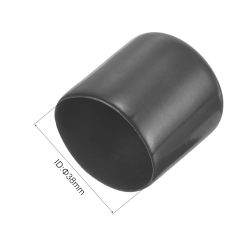 Image of uxcell 4pcs Rubber End Caps 38mm(1 1 /2 inch) ID Vinyl Round End Cap Cover Screw Thread Protectors Dark Grey, 40mm Height