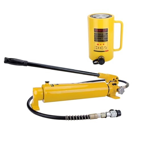 Jack with Hand Pump, Hydraulic Cylinder Jack,10T Hydraulic Jack, 150mm/6in Stroke, Jack with Automatic Retraction, Steel and Other Industries(50T Jack+CP-700-2A Hand Pump)