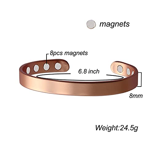 Copper Magnetic Bracelet For Couples Men And Women Copper Ring Adjustable Magnetic Bracelet Ring Sets Copper Bracelet Vintage Pain Management Bracelet For Men Carpal Wrist Pain Relief #TOP1