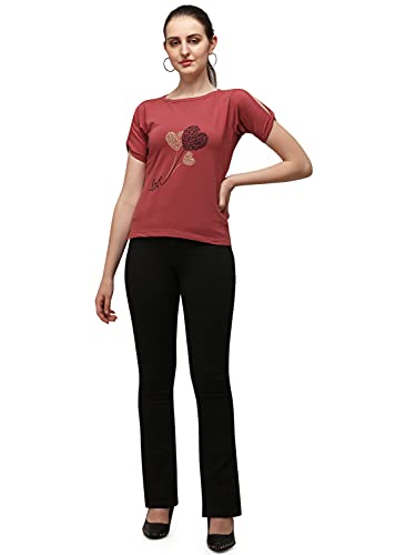 Image of DHRUVI TRENDZ Women's Regular Fit Tops | T Shirt for Women | Tops for Jeans for Women | Tops for Women | Western Tops for Women Stylish | T-Shirt for Women