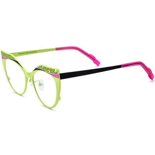 Image of FONEX Colorful Pure Titanium Glasses Frame Women Retro Round Eyeglasses