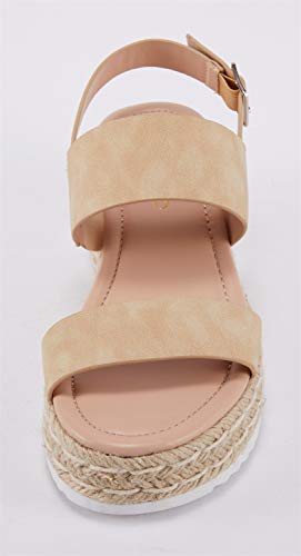 Laicigo Women's Platform Espadrilles Ankle Buckle Strap Open Toe Wedge Sandals #TOP4