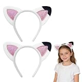 dinghaole 2 diademas de orejas de gato para adultos y niños, lindas diademas de felpa suave y bonita, accesorios de disfraz de cosplay de Halloween para máscara de cuidado de la piel disfraz de