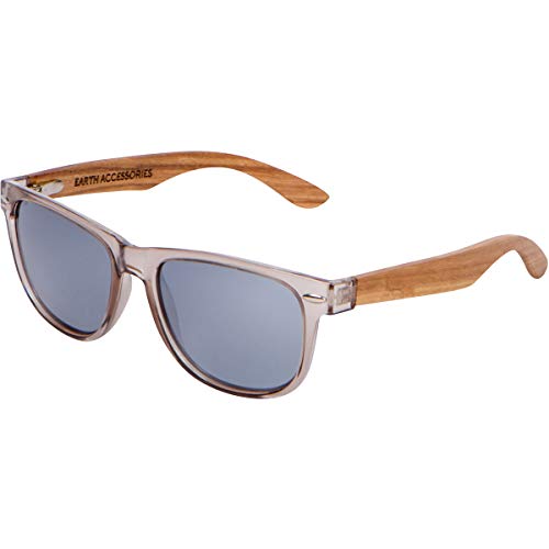 Earth Accessories Premium Wayfarer Wood Sunglasses | Polarized & UV Protection, Handmade Frames | Eco-Friendly, Gray