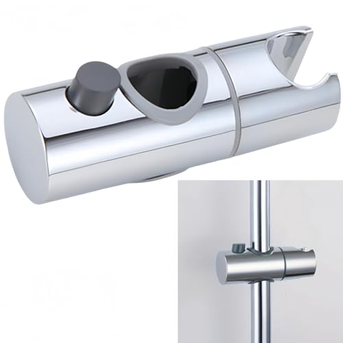 Adjustable Shower Head Holder - Universal Shower Rail Slider Bracket, 360°Rotation Pole for Bathroom,Replacement for Hand/Powerful S/hower Heads,Ch/Rome S/hower Kit Accessories,25mm