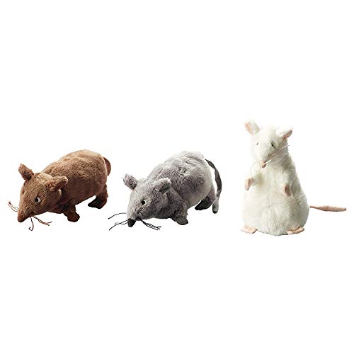 Set of 3 - Ikea Gosig Mus Rat Mouse Stuffed Animal Soft Toy, White, Brown, Grey, 5 1/2