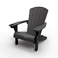 Keter Alpine Adirondack Resin Outdoor Furniture Patio Chairs with Cup Holder-Perfect for Beach, Pool, and Fire Pit Seating, Grey