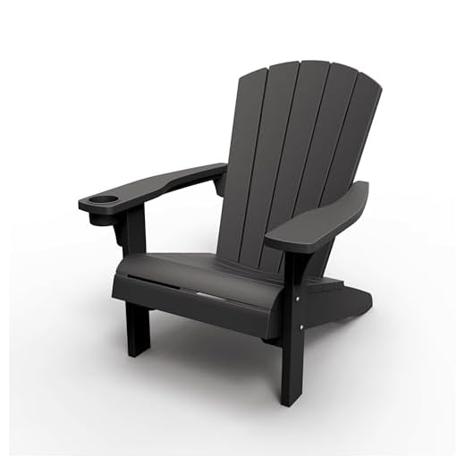 Keter Alpine Adirondack Resin Outdoor Furniture Patio Chair with Cup Holder-Perfect for Beach, Pool, and Fire Pit Seating, Graphite