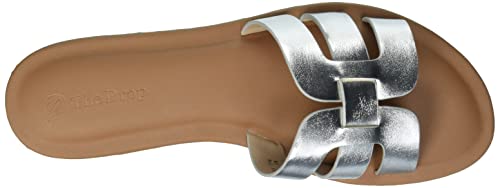 The Drop Women's Monika Flat H-Band Slide Sandal, Silver, 8.5 #TOP4