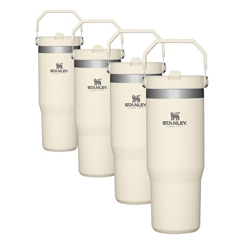 Image of STANLEY Tumbler 20oz Stainless Steel | with Straw | Leak Resistant | Vacuum Insulated | Cream | Pack of 4