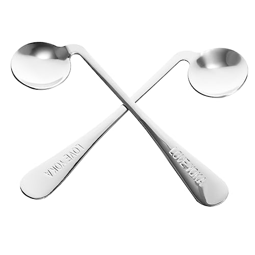 Cabilock 2pcs Spoons Boys and Girls Utensils Elder Silverware Baby Soup Spoon Curved Feeding Sturdy