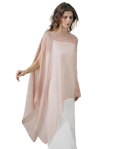 BEAUTELICATE Chal de Crepé Chiffon para Mujer Capa Gasa Fiesta Ligera para Novias Bodas y Vestidos de Noche Rosa Apagado