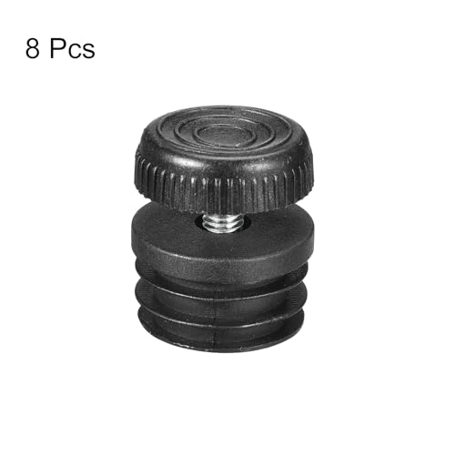 Image of uxcell 8Pcs Inserts for Round Tubes with Leveling Feet, for 35mm /1.38 inch OD Round Tube, M8-1.25mm Thread Black Plastic Furniture Chair Blanking End Caps Insert Plugs