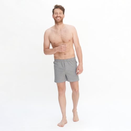 Living Crafts - Ben | Boxer-Shorts, 2er-Pack - Angenehmer Komfort, Reine Bio-Qualität, lockerer Schnitt, ohne Seitennähte, weicher Bund (7, Stone Grey/Anthra Melange)